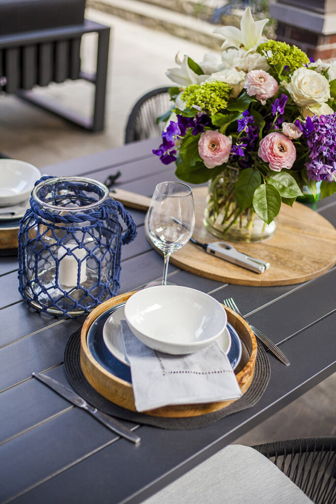 backyard poolside dining area